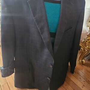 OAK HILL by DXL Blue Crosshatch Blazer 3XLT Navy Big & Tall